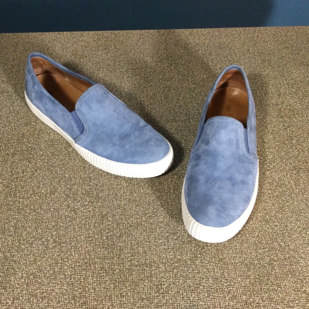 Frye Camille Blue Suede Slip On Sneakers - Picture 1 of 10